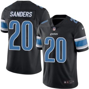 Marvelous Elegant Lions #20 Barry Sanders Black Men's Stitched NFL Limited Rush Jersey
