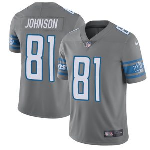 Modern Attractive Eye - catching Chic Lions #81 Calvin Johnson Gray Youth Stitched NFL Limited Rush Jersey