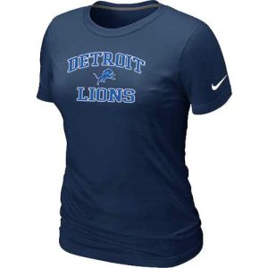 Modern Chic Women's Detroit Lions Heart & Soul NFL T-Shirt Dark Blue