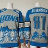 Modern Cool Lions #81 Calvin Johnson Blue/Grey Men's Ugly Sweater