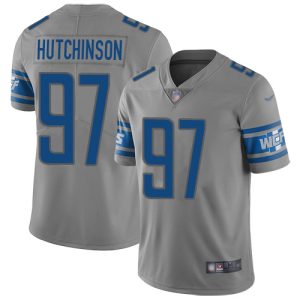 Modern Impressive Lions #97 Aidan Hutchinson Gray Youth Stitched NFL Limited Inverted Legend Jersey