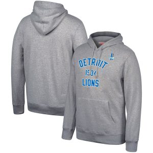 Modern Luxurious High Quality Detroit Lions Mitchell & Ness Team History Pullover Hoodie Gray
