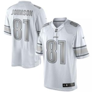 Modern Stylish Lions #81 Calvin Johnson White Men's Stitched NFL Limited Platinum Jersey