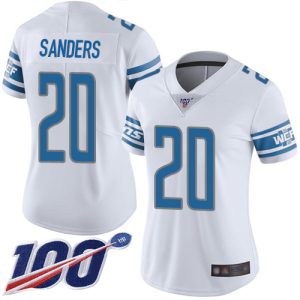 Modern Trendy Fabulous Lions #20 Barry Sanders White Women's Stitched NFL 100th Season Vapor Limited Jersey