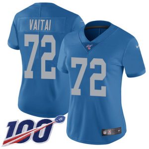 Modern Unique Lions #72 Halapoulivaati Vaitai Blue Throwback Women's Stitched NFL 100th Season Vapor Untouchable Limited Jersey