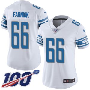 Modern Unique Sleek Chic Lions #66 Matt Farniok White Women's Stitched NFL 100th Season Vapor Untouchable Limited Jersey