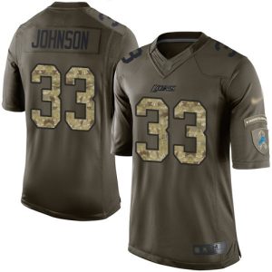 Outstanding Chic Fabulous Lions #33 Kerryon Johnson Green Youth Stitched NFL Limited 2015 Salute to Service Jersey