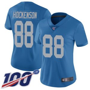 Outstanding Luxurious Handsome Modern Lions #88 T.J. Hockenson Blue Throwback Women's Stitched NFL 100th Season Vapor Limited Jersey