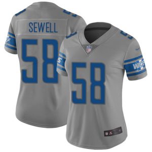 Outstanding Premium Alluring Detroit Lions #58 Penei Sewell Gray Women's Stitched NFL Limited Inverted Legend Jersey