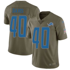 Outstanding Sleek Dashing Handsome Lions #40 Jarrad Davis Olive Men's Stitched NFL Limited 2017 Salute to Service Jersey
