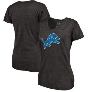 Outstanding Sleek Women's Detroit Lions NFL Pro Line by Fanatics Branded Black Distressed Team Logo Tri-Blend T-Shirt
