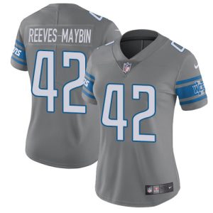 Outstanding Smart Fantastic Eye - catching Lions #42 Jalen Reeves-Maybin Gray Women's Stitched NFL Limited Rush Jersey