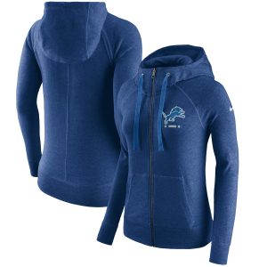 Outstanding Unique Trendy Luxurious Detroit Lions Women's Gym Vintage Full-Zip Hoodie Blue