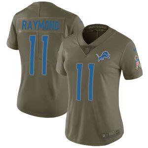 Premium Attractive Lions #11 Kalif Raymond Olive Women's Stitched NFL Limited 2017 Salute To Service Jersey