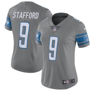 Premium Chic Exclusive Lions #9 Matthew Stafford Gray Women's Stitched NFL Limited Rush Jersey