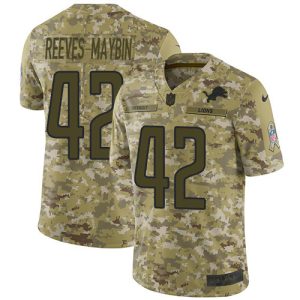 Premium Chic Lions #42 Jalen Reeves-Maybin Camo Men's Stitched NFL Limited 2018 Salute To Service Jersey