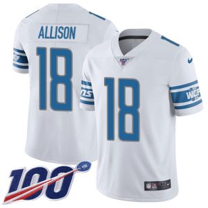 Premium Classic Smart Fantastic Lions #18 Geronimo Allison White Men's Stitched NFL 100th Season Vapor Untouchable Limited Jersey