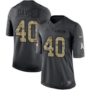 Premium Exclusive Superb Eye - catching Lions #40 Jarrad Davis Black Youth Stitched NFL Limited 2016 Salute to Service Jersey