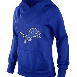 Premium Eye - catching Unique Dashing Women's Detroit Lions Logo Pullover Hoodie Blue-1