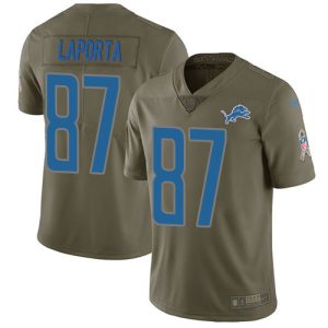 Premium Fabulous Fantastic Lions #87 Sam LaPorta Olive Youth Stitched NFL Limited 2017 Salute To Service Jersey