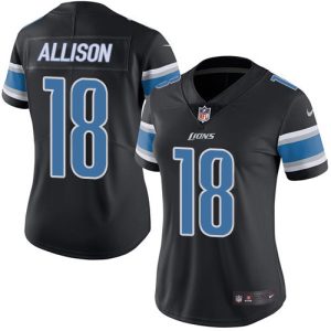 Premium Gorgeous Classic Lions #18 Geronimo Allison Black Women's Stitched NFL Limited Rush Jersey