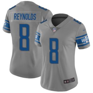 Premium Gorgeous Lions #8 Josh Reynolds Gray Women's Stitched NFL Limited Inverted Legend Jersey
