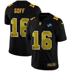 Premium Handsome High Quality Graceful Detroit Lions #16 Jared Goff Men's Black Golden Sequin Vapor Limited NFL Jersey
