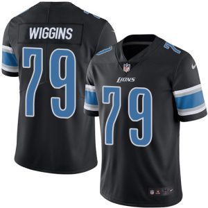 Premium High Quality Smart Marvelous Lions #79 Kenny Wiggins Black Youth Stitched NFL Limited Rush Jersey