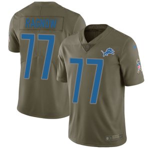 Premium Impressive Trendy Lions #77 Frank Ragnow Olive Men's Stitched NFL Limited 2017 Salute To Service Jersey