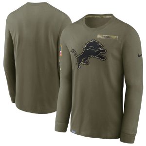 Premium Modern Handsome Classic Detroit Lions 2021 Salute To Service Performance Long Sleeve T-Shirt - Olive