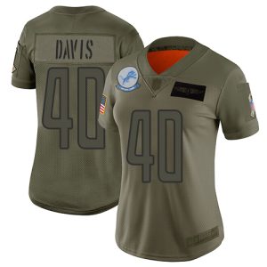 Premium Outstanding Luxurious Lions #40 Jarrad Davis Camo Women's Stitched NFL Limited 2019 Salute to Service Jersey