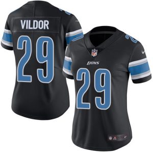 Premium Sleek Alluring Stunning Lions #29 Kindle Vildor Black Women's Stitched NFL Limited Rush Jersey