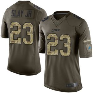 Premium Stunning Graceful Lions #23 Darius Slay Jr Green Youth Stitched NFL Limited 2015 Salute to Service Jersey