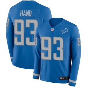 Premium Unique Smart Classic Lions #93 Da'Shawn Hand Blue Team Color Men's Stitched NFL Limited Therma Long Sleeve Jersey