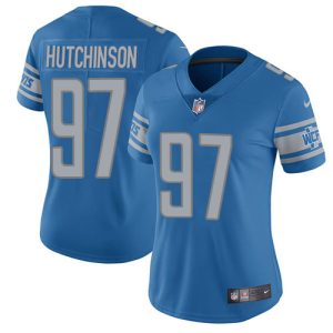 Sleek Attractive Lions #97 Aidan Hutchinson Blue Team Color Women's Stitched NFL Vapor Untouchable Limited Jersey