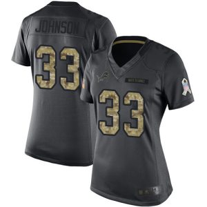 Sleek Authentic Graceful Lions #33 Kerryon Johnson Black Women's Stitched NFL Limited 2016 Salute to Service Jersey