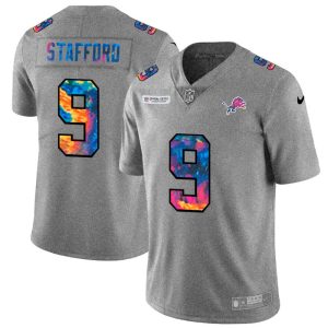 Sleek Classic Stunning Marvelous Detroit Lions #9 Matthew Stafford Men's Multi-Color 2020 NFL Crucial Catch NFL Jersey Greyheather