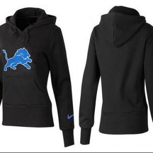 Sleek Comfortable Exclusive Superb Women's Detroit Lions Logo Pullover Hoodie Black