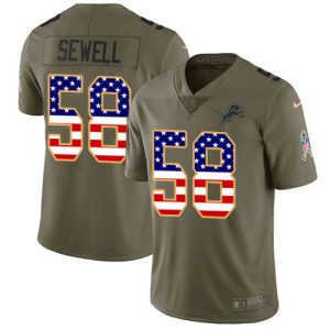 Sleek Cool Detroit Lions #58 Penei Sewell Olive/USA Flag Youth Stitched NFL Limited 2017 Salute To Service Jersey