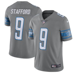 Sleek Elegant Lions #9 Matthew Stafford Gray Youth Stitched NFL Limited Rush Jersey