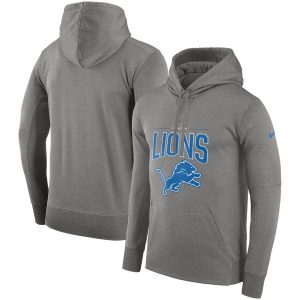 Sleek Fabulous Modern Detroit Lions Sideline Property of Performance Pullover Hoodie Gray