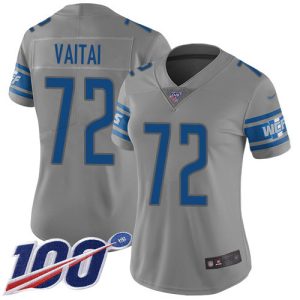 Sleek Luxurious Lions #72 Halapoulivaati Vaitai Gray Women's Stitched NFL Limited Inverted Legend 100th Season Jersey