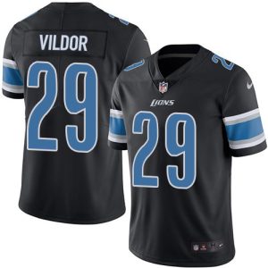 Sleek Outstanding Fantastic Lions #29 Kindle Vildor Black Youth Stitched NFL Limited Rush Jersey