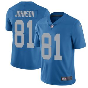 Sleek Stunning Authentic Impressive Lions #81 Calvin Johnson Blue Throwback Youth Stitched NFL Vapor Untouchable Limited Jersey