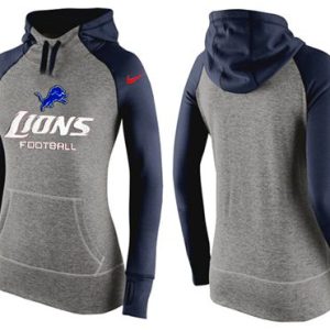 Sleek Stunning Authentic Women's Detroit Lions Performance Hoodie Grey & Dark Blue