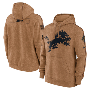 Sleek Stylish High Quality Comfortable Detroit Lions Men's Nike Brown 2023 Salute To Service Club Pullover Hoodie