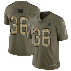 Sleek Trendy Exquisite Classic Lions #36 Jake Funk Olive/Camo Men's Stitched NFL Limited 2017 Salute To Service Jersey