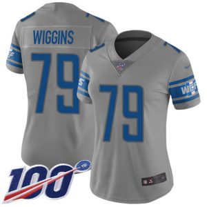 Sleek Trendy Fantastic Exquisite Lions #79 Kenny Wiggins Gray Women's Stitched NFL Limited Inverted Legend 100th Season Jersey