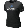 Sleek Trendy Handsome Graceful Women's Detroit Lions Authentic Logo T-Shirt Black