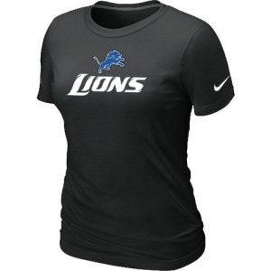 Sleek Trendy Handsome Graceful Women's Detroit Lions Authentic Logo T-Shirt Black